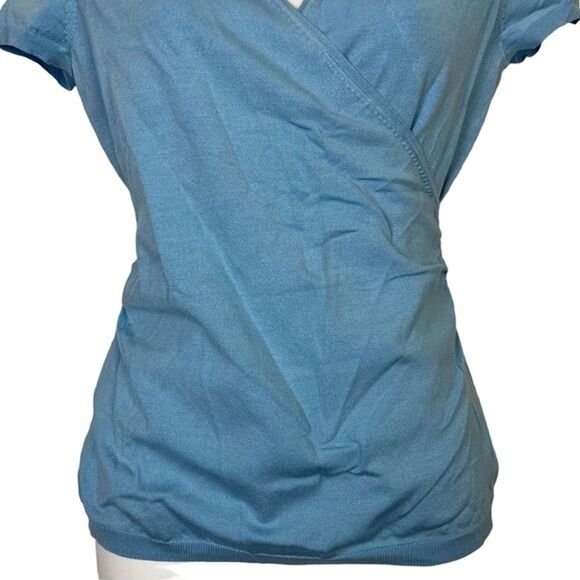 Ann Taylor Loft Y2K Silk Blend Knit Thin Short Sleeve Wrap Look Sweater NWT XS - Picture 4 of 16